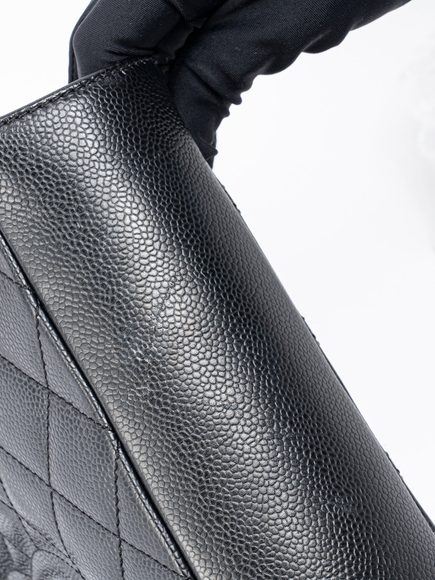 シャネル PSTチェーントートバッグ キャビアスキン ブラック シルバー金具