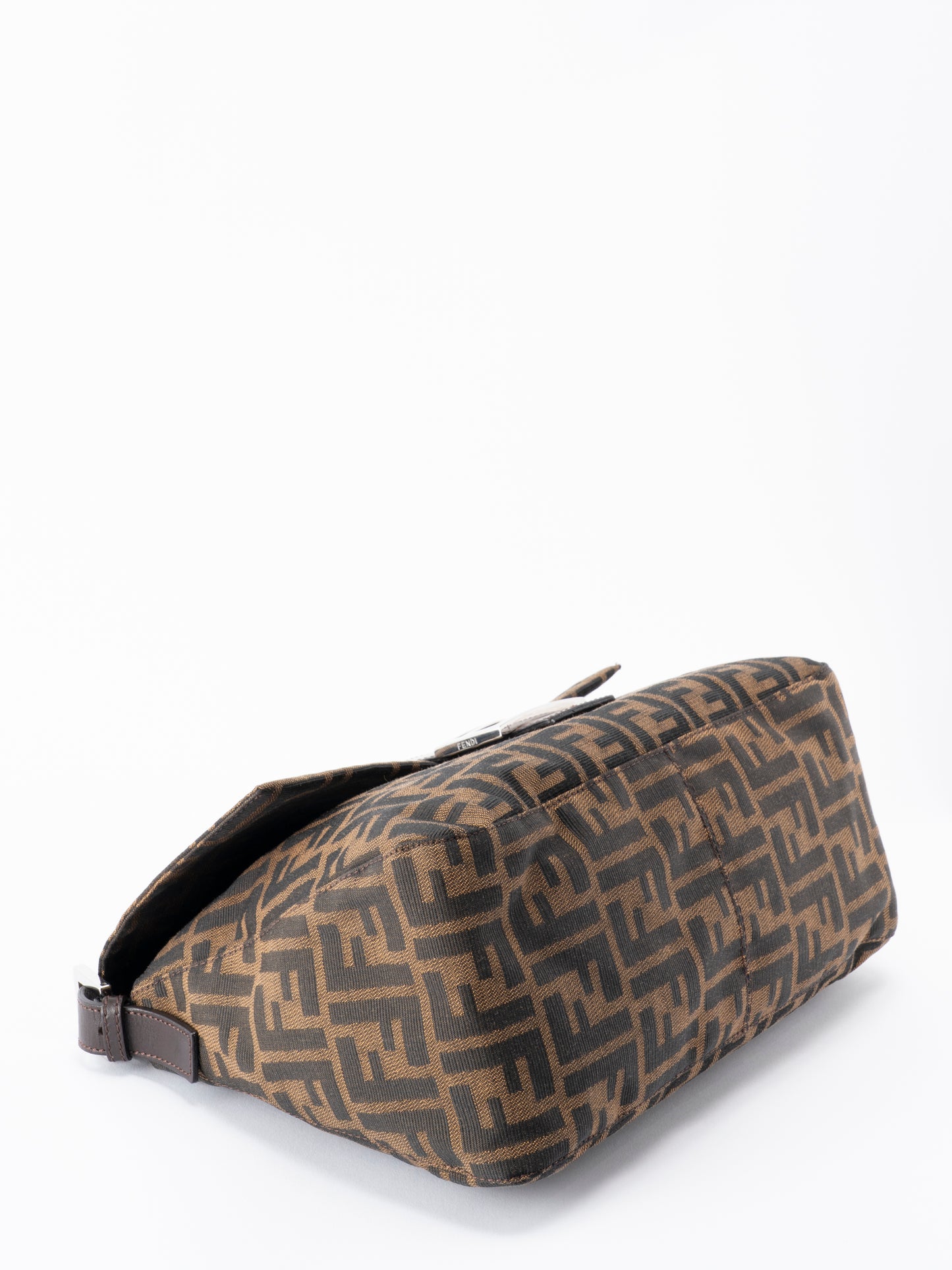 フェンディ ズッカ マンマバケット ショルダーバッグ キャンバス ブラウン シルバー金具