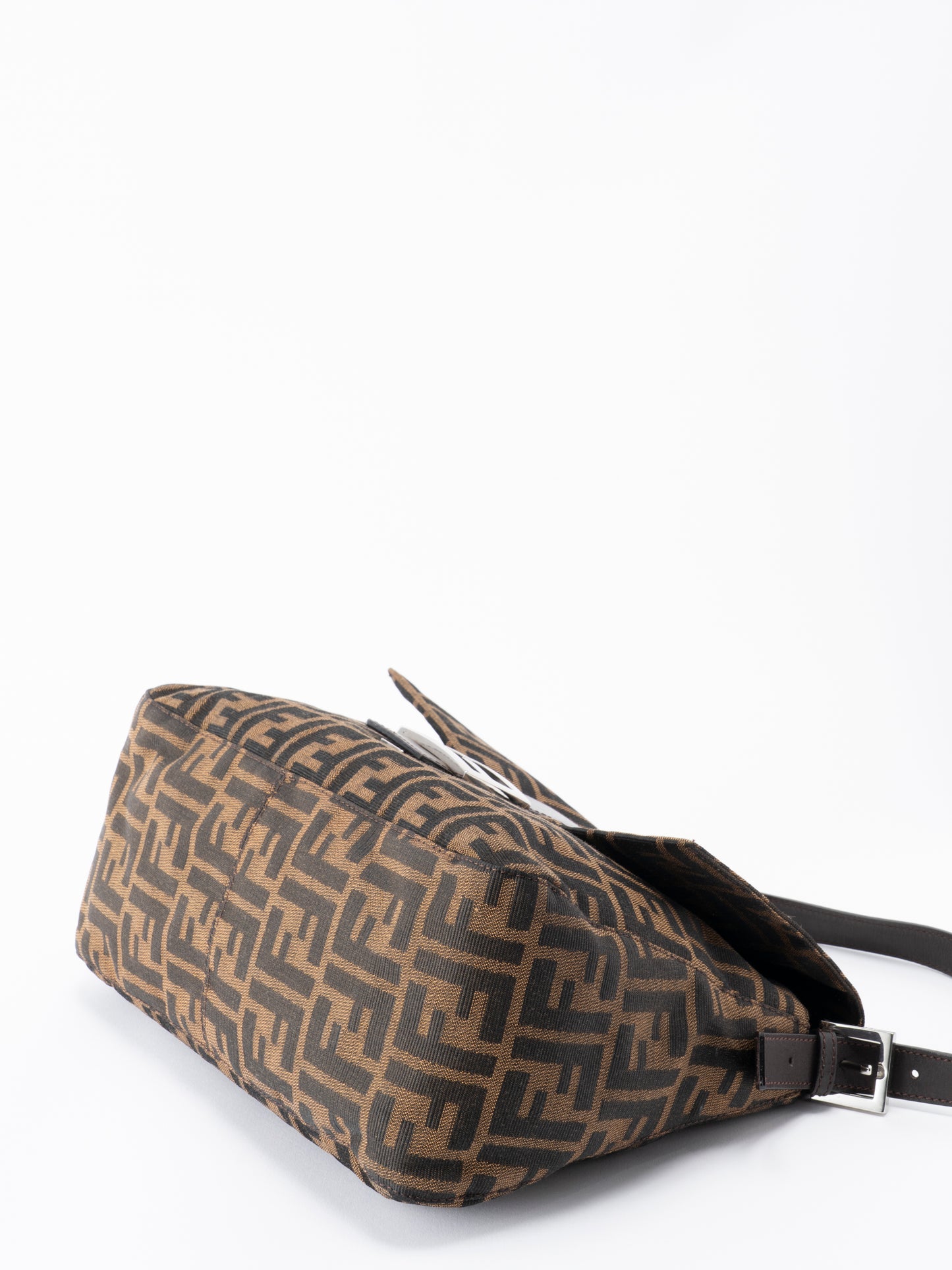 フェンディ ズッカ マンマバケット ショルダーバッグ キャンバス ブラウン シルバー金具