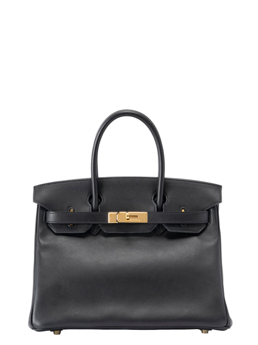 エルメス バーキン30 ハンドバッグ □L刻:2008年 スイフト ブラック ゴールド金具