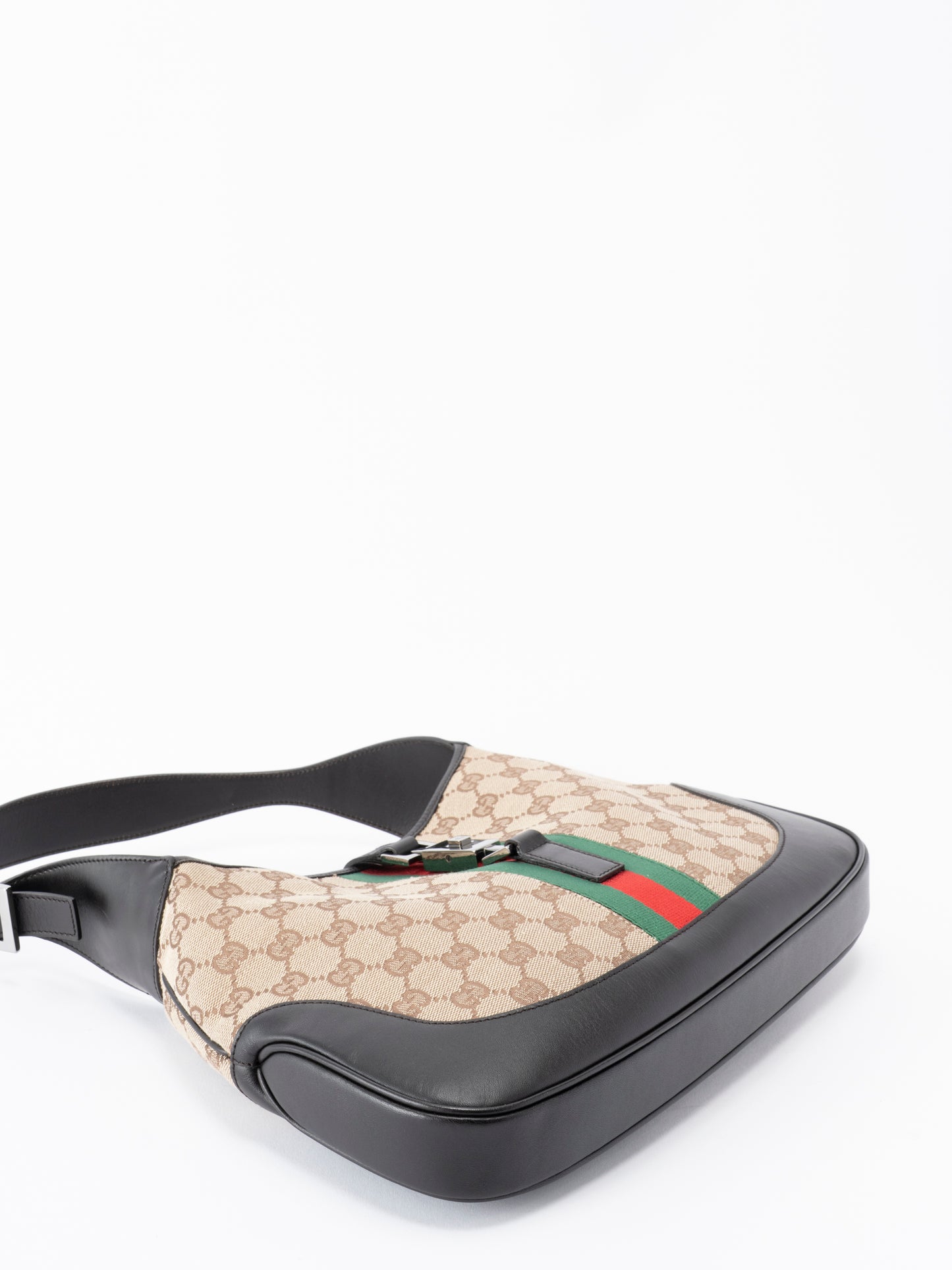 グッチ ジャッキー GGキャンバス シェリーライン ショルダーバッグ キャンバス ベージュ×ブラウン ゴールド金具