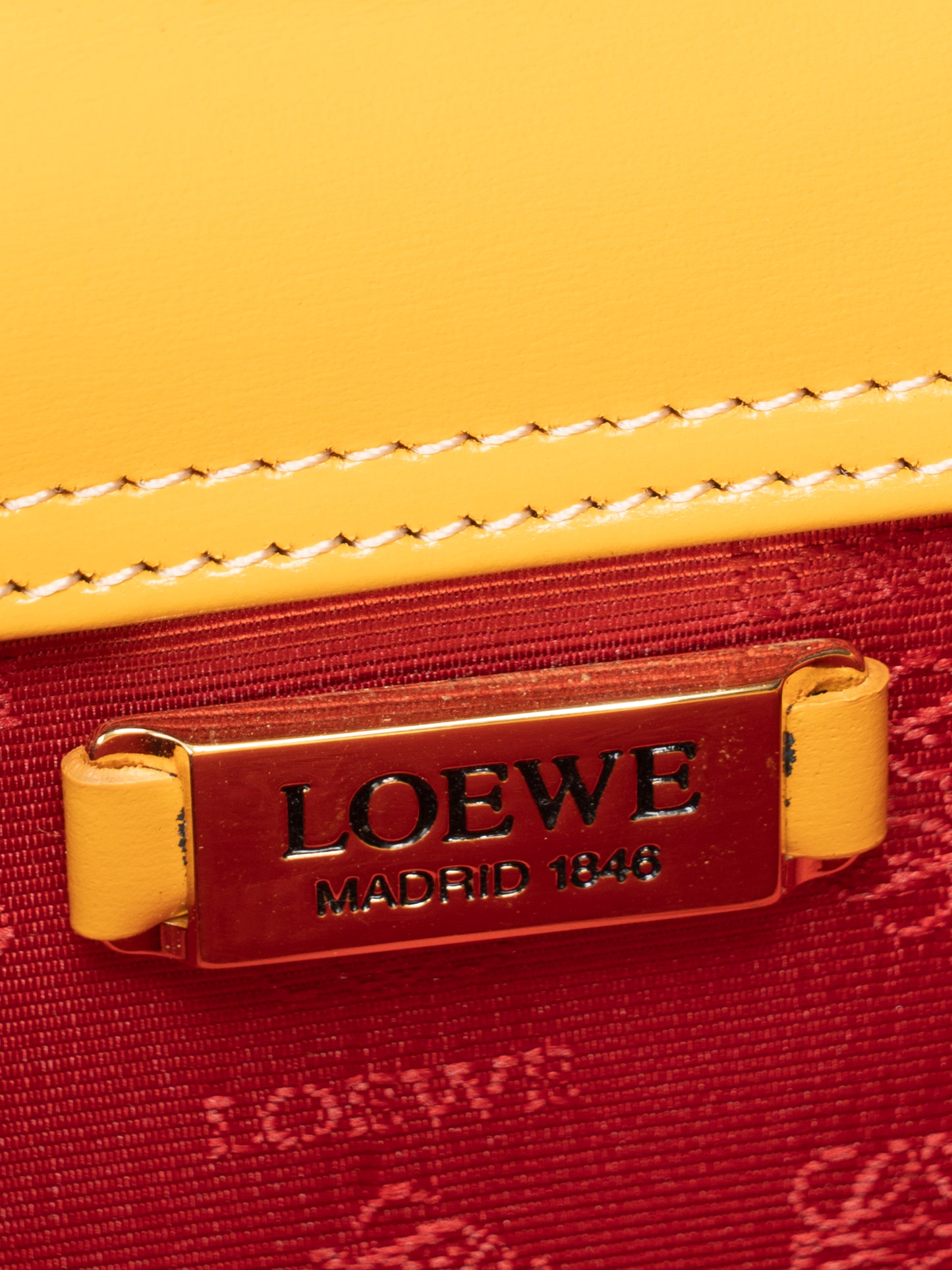 ロエベ アナグラム 2WAYハンドバッグ カーフレザー イエロー ゴールド金具