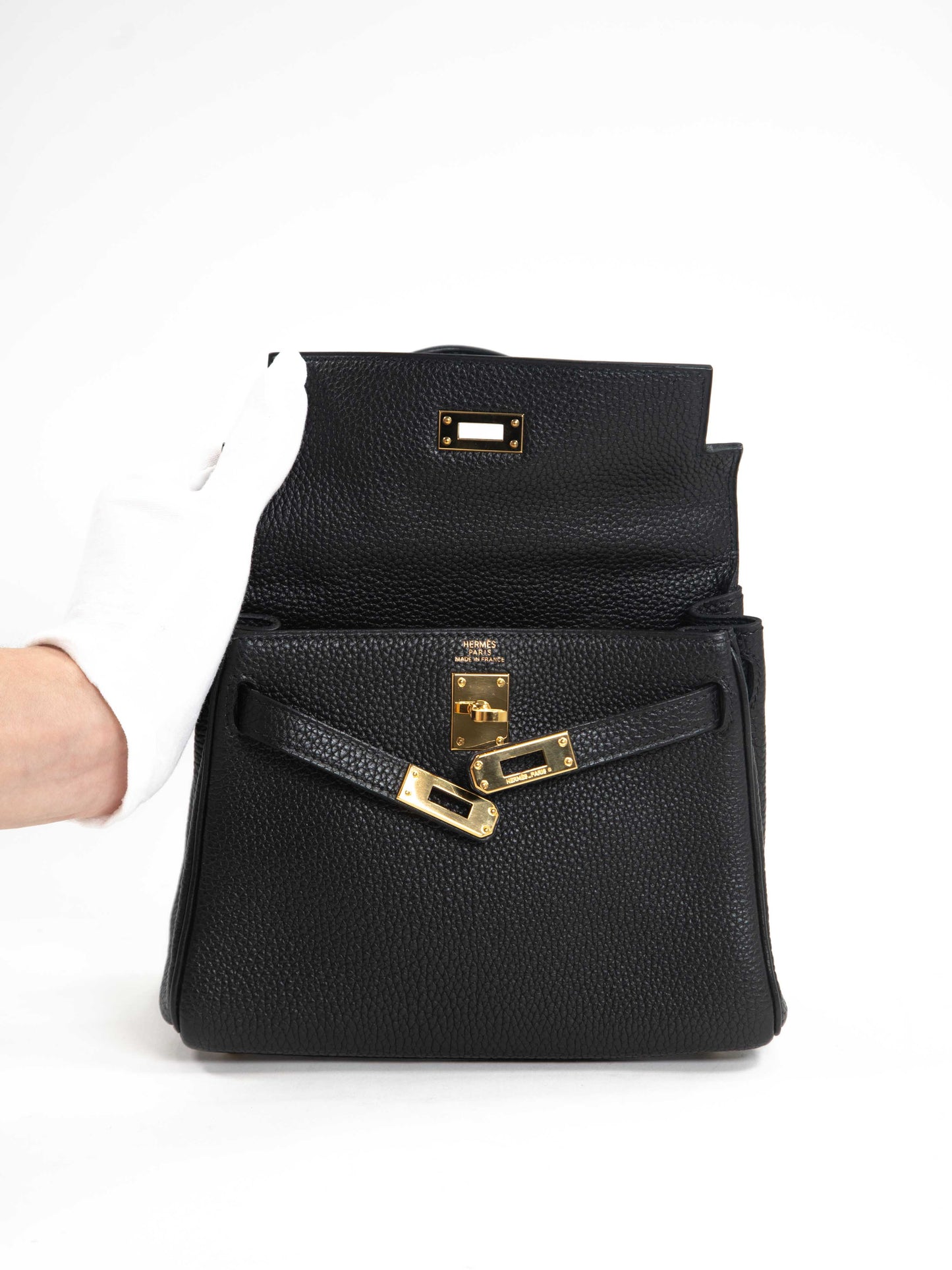 Hermes Rare Mini Kelly 2WAY Shoulder Bag H: 2004 Gold Hardware Togo Leather Black