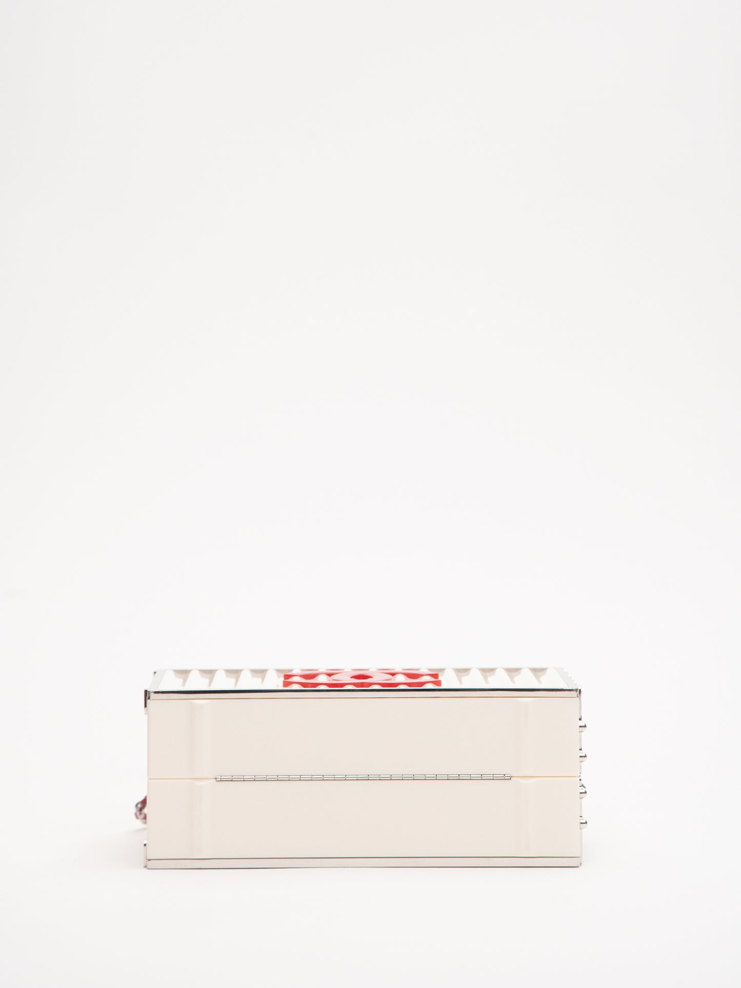 Chanel Rare Limited Container Type Chain Shoulder Bag Acrylic White Lambskin Red