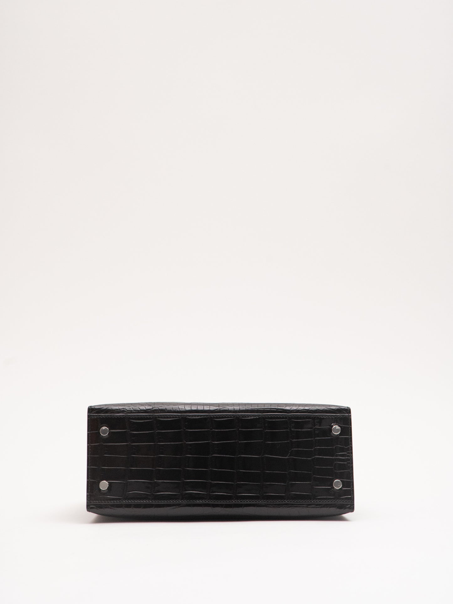 Hermes New Kelly 25 2WAY Handbag U: 2022 Silver Metal Fittings Niloticus Crocodile Skin Black