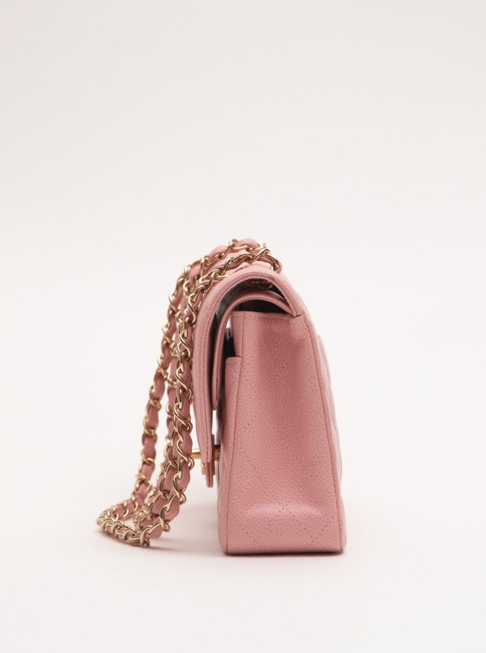 Chanel Classic Flap Matelasse Chain Shoulder Bag Caviar Skin Pink Sakura Pink