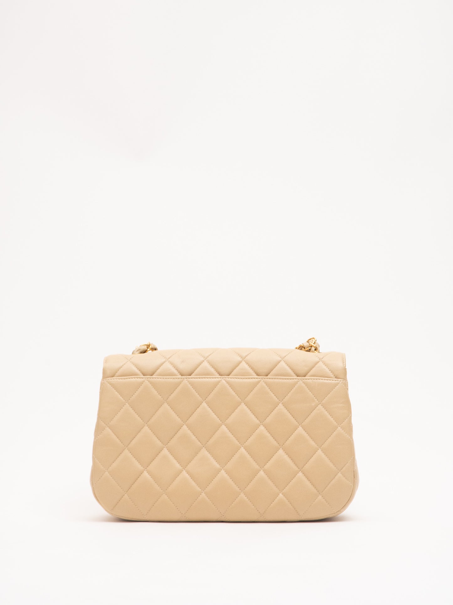 Chanel V flap matelasse handbag lambskin beige