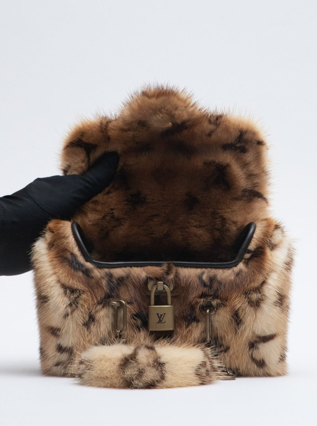Louis Vuitton Limited M92703 Mini Papillon Handbag Mink Fur Monogram