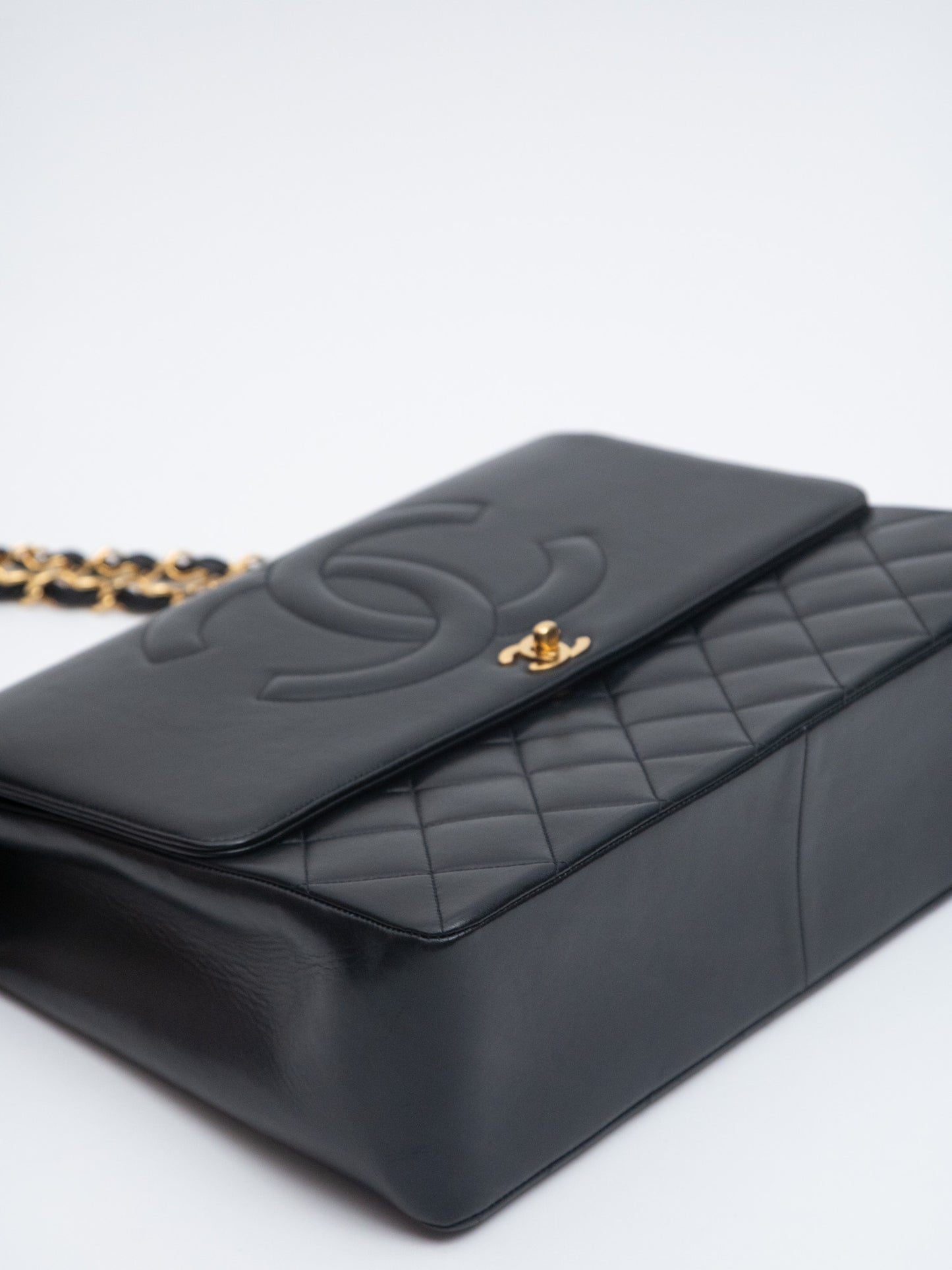 Chanel Decacoco Mark Matelasse 单肩包 小羊皮 黑色 金扣