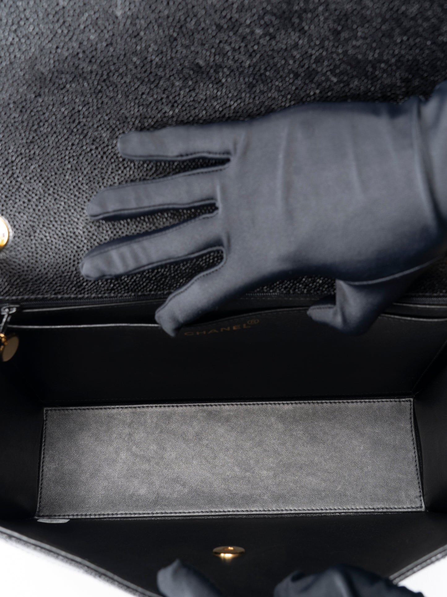 シャネル マトラッセ チェーンショルダーバッグ キャビアスキン ブラック ゴールド金具