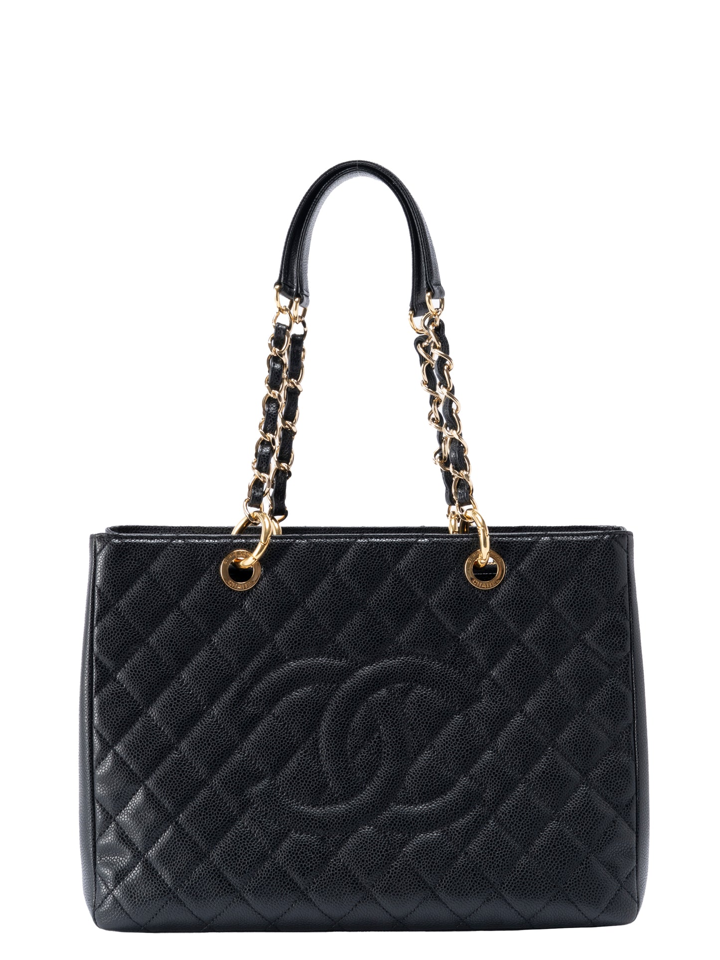 シャネル GST トートバッグ キャビアスキン ブラック ゴールド金具