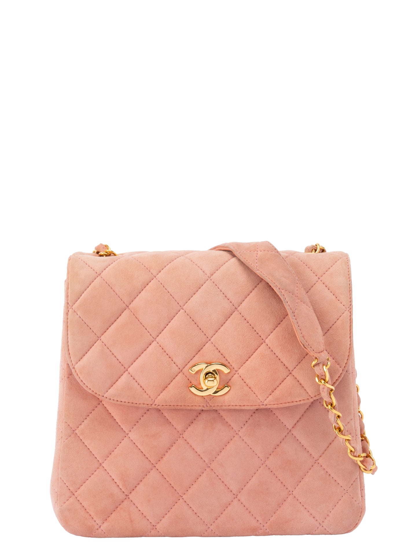 シャネル マトラッセ チェーンショルダーバッグ スエード ピンク ゴールド金具