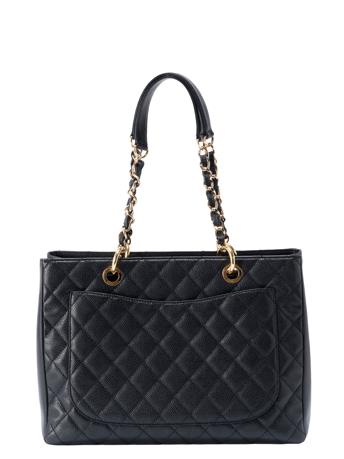 シャネル GST トートバッグ キャビアスキン ブラック ゴールド金具