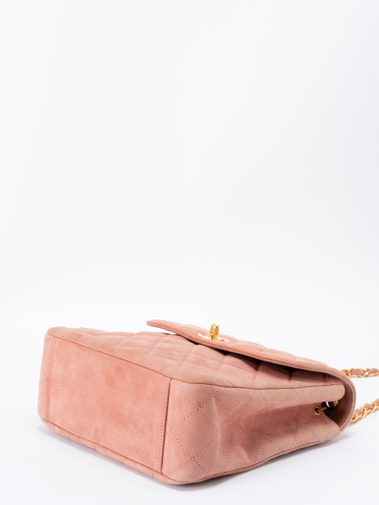 シャネル マトラッセ チェーンショルダーバッグ スエード ピンク ゴールド金具
