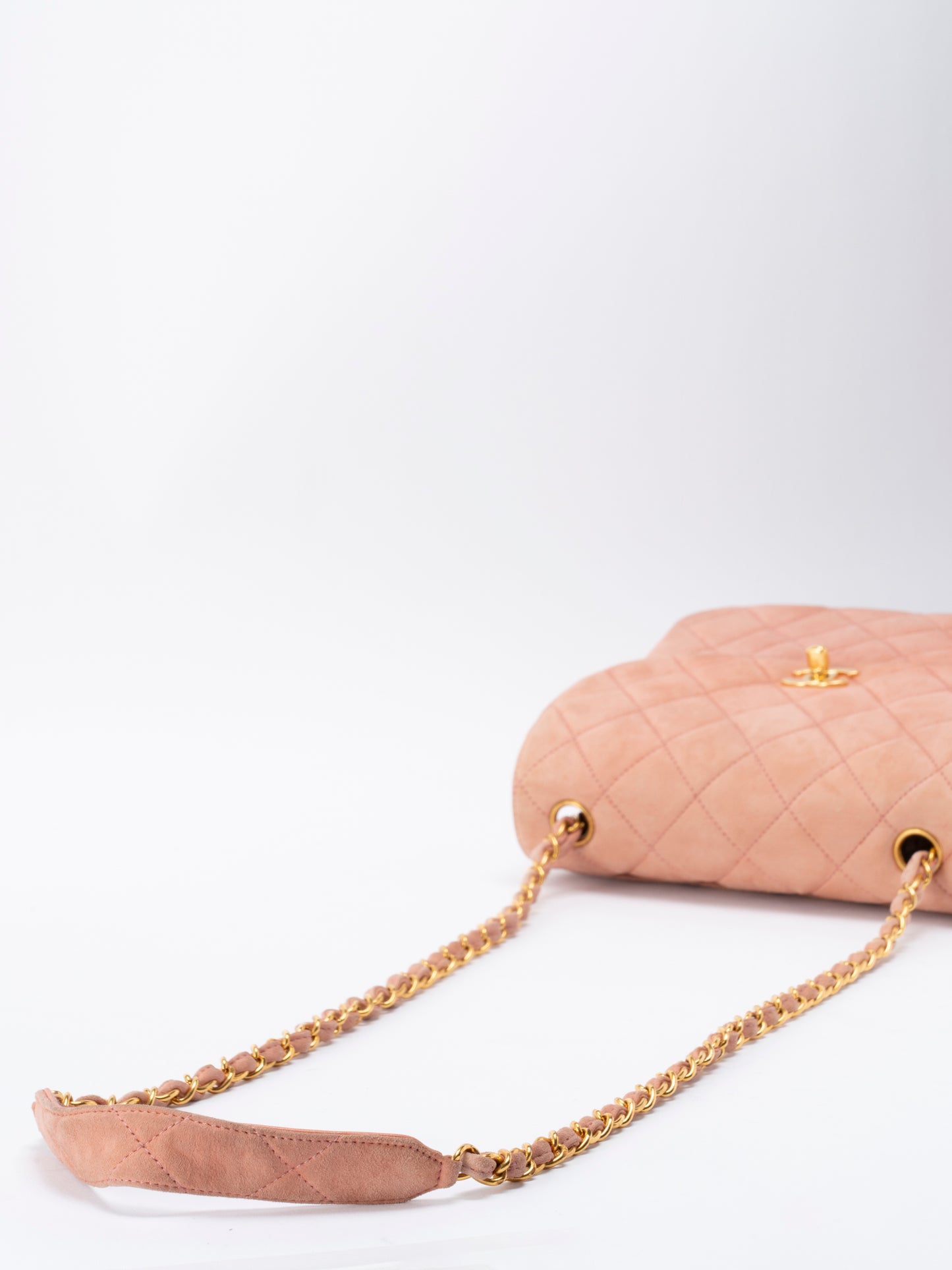 シャネル マトラッセ チェーンショルダーバッグ スエード ピンク ゴールド金具