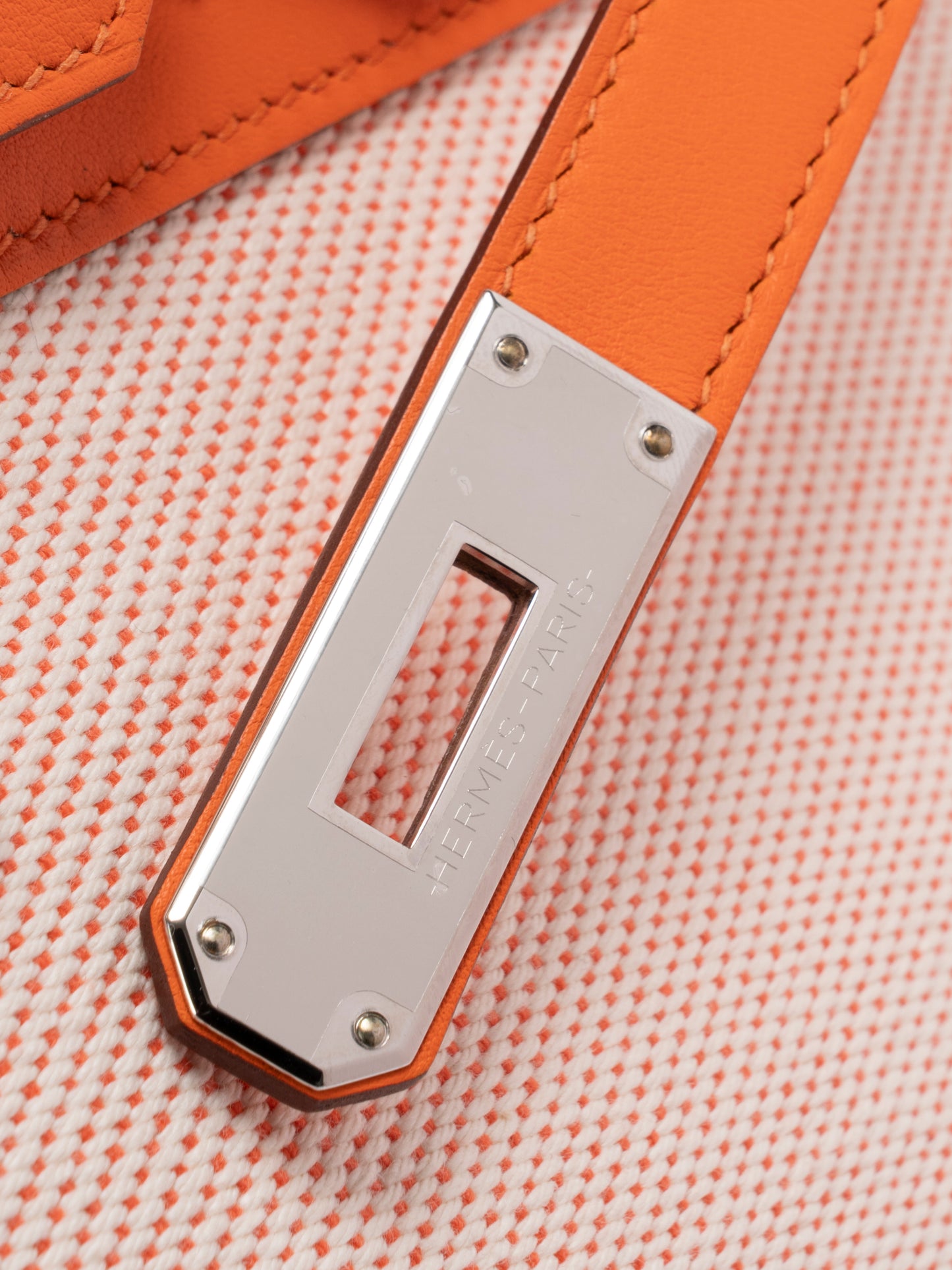 エルメス バーキン35 フレイ ハンドバッグ B刻:2023年 ツイルアッシュ×スイフト オレンジミニアム0X シルバー金具