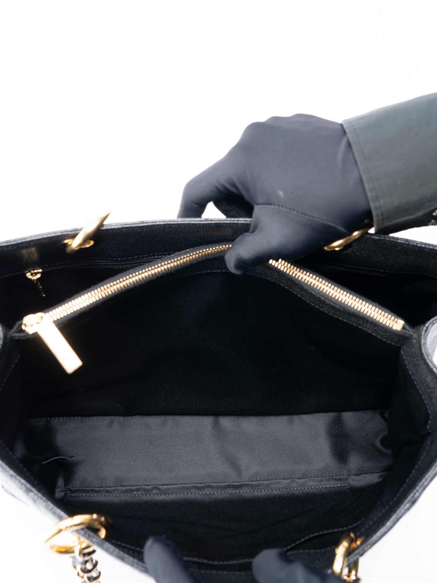 シャネル GST トートバッグ キャビアスキン ブラック ゴールド金具