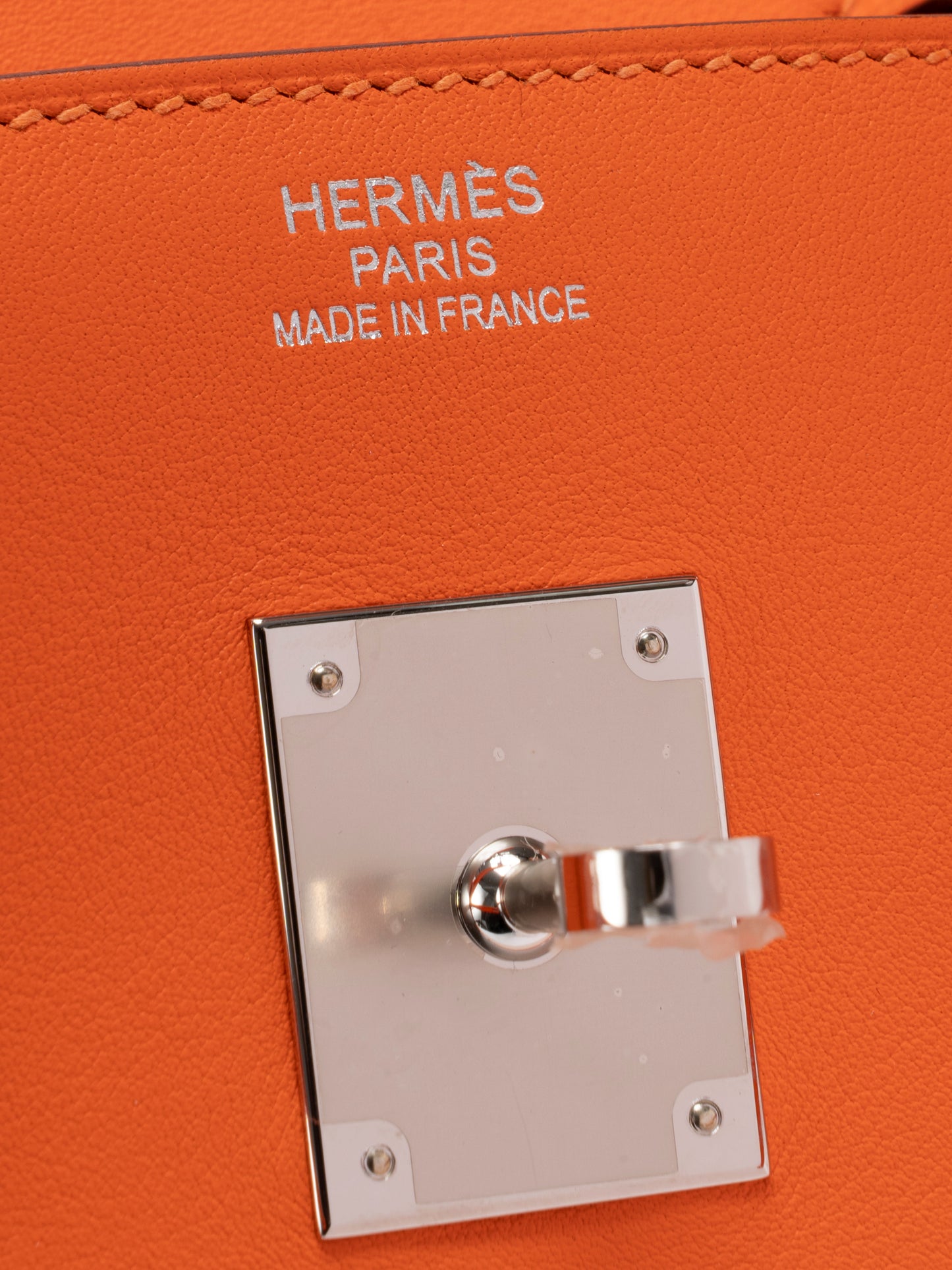 エルメス バーキン35 フレイ ハンドバッグ B刻:2023年 ツイルアッシュ×スイフト オレンジミニアム0X シルバー金具