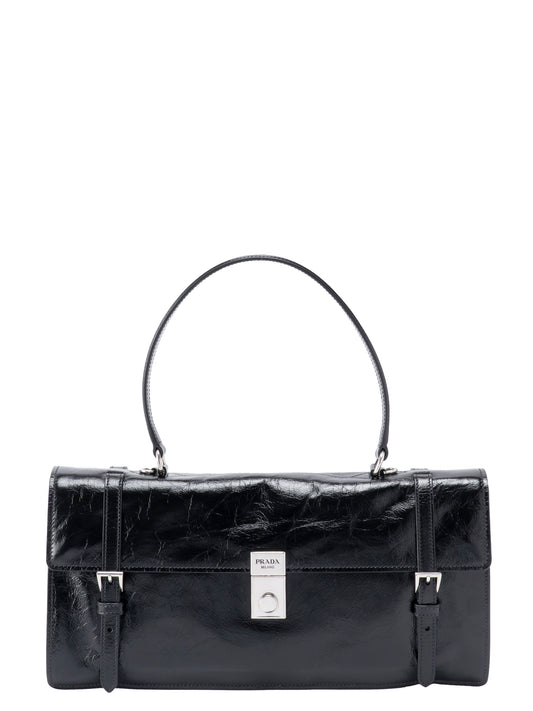 プラダ 2WAY ショルダーバッグ レザー ブラック シルバー金具