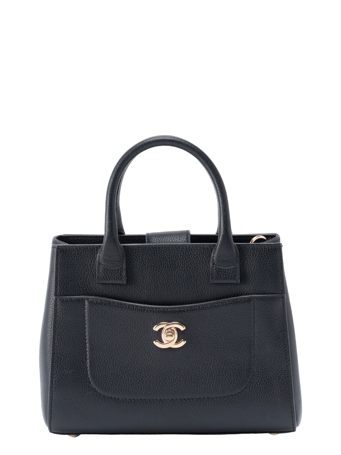 シャネル ネオエグゼクティブ 2WAYトートバッグ キャビアスキン ブラック ゴールド金具
