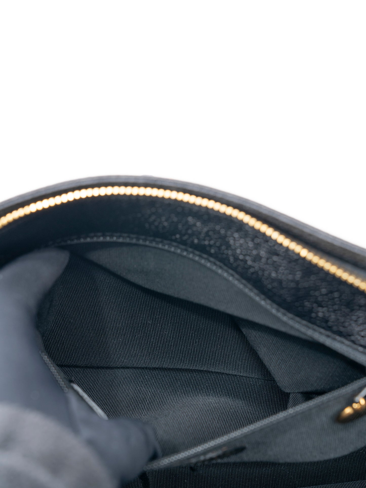 シャネル ロゴ チェーントートバッグ キャビアスキン ブラック ゴールド金具