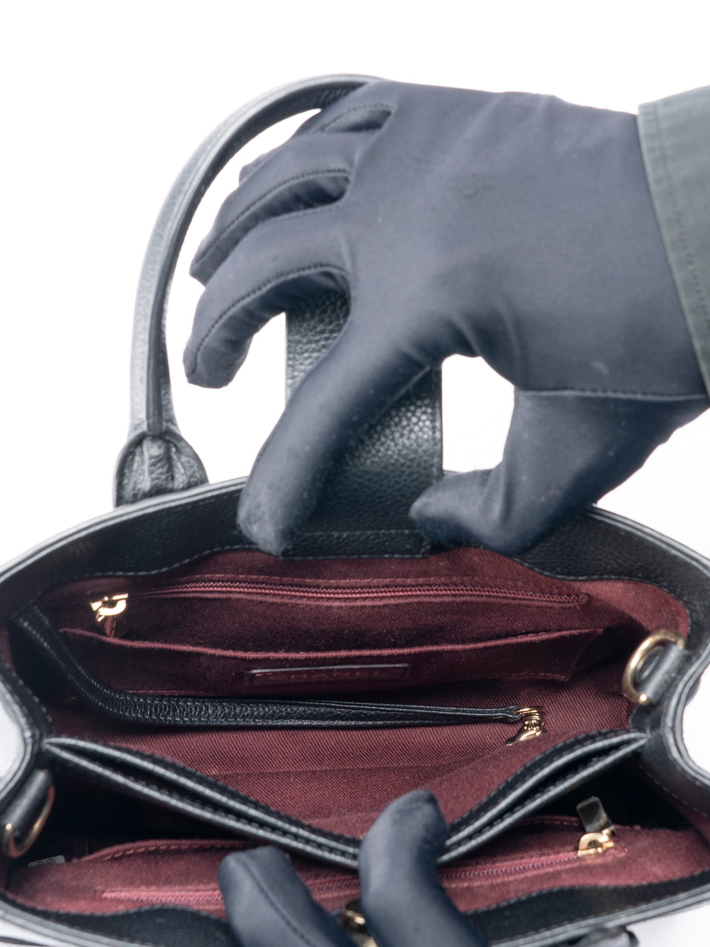 シャネル ネオエグゼクティブ 2WAYトートバッグ キャビアスキン ブラック ゴールド金具