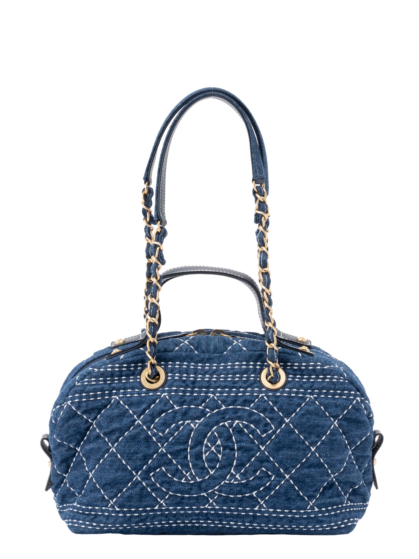 シャネル ココマーク ワイルドステッチ 2wayハンドバッグ デニム ブルー ゴールド金具