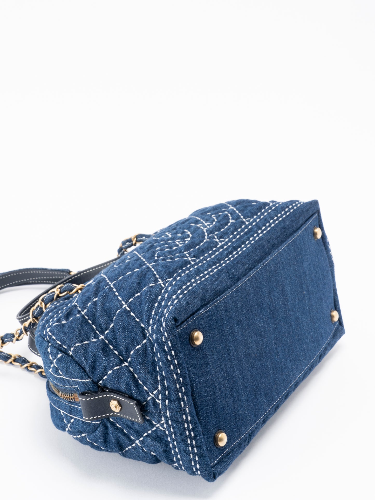 シャネル ココマーク ワイルドステッチ 2wayハンドバッグ デニム ブルー ゴールド金具