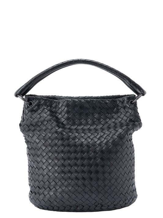 ボッテガヴェネ イントレチャート ショルダーバッグ レザー ブラック ブラック金具