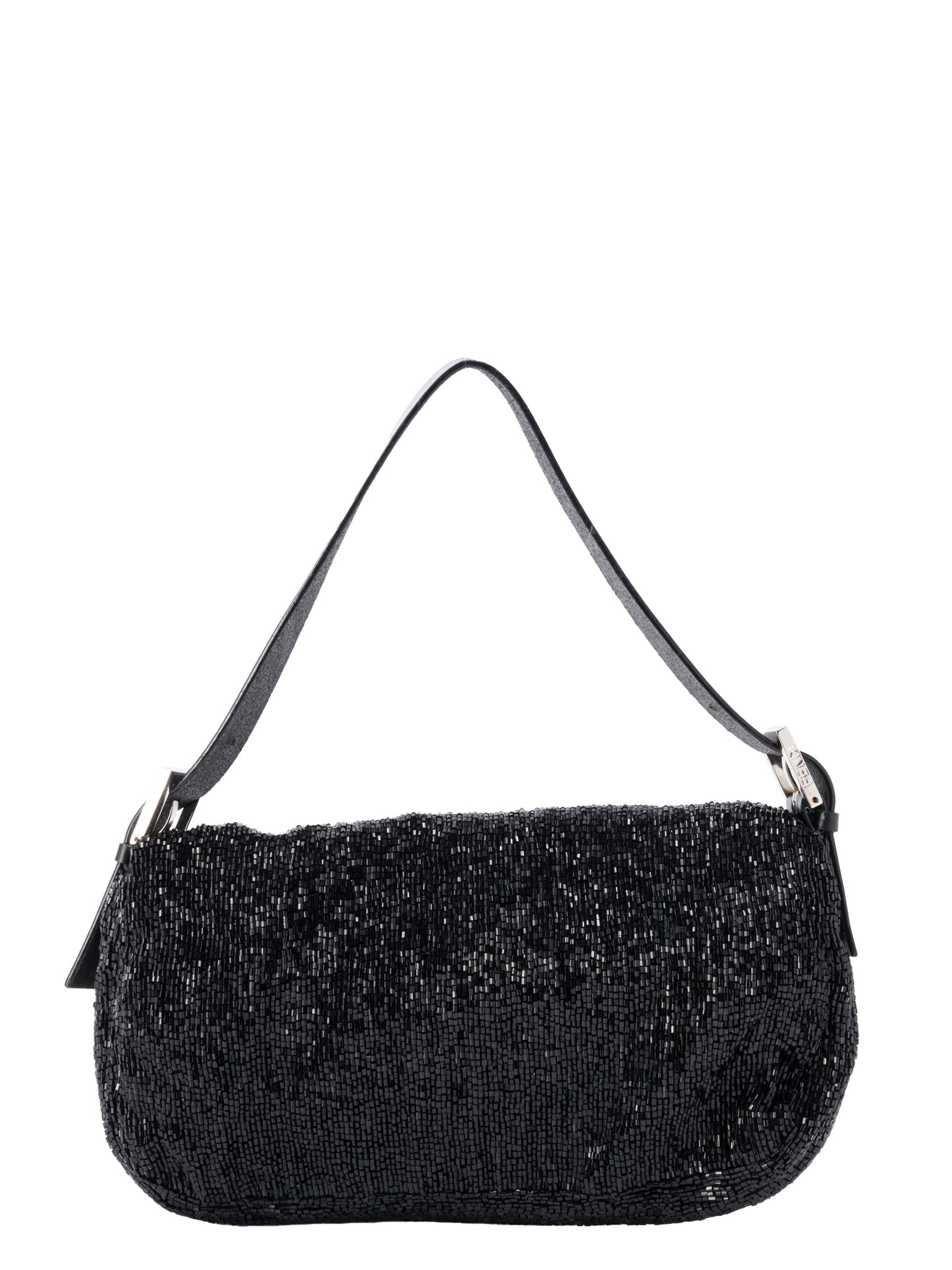 フェンディ ズッカ マンマバケット ショルダーバッグ ビーズ ブラック シルバー金具