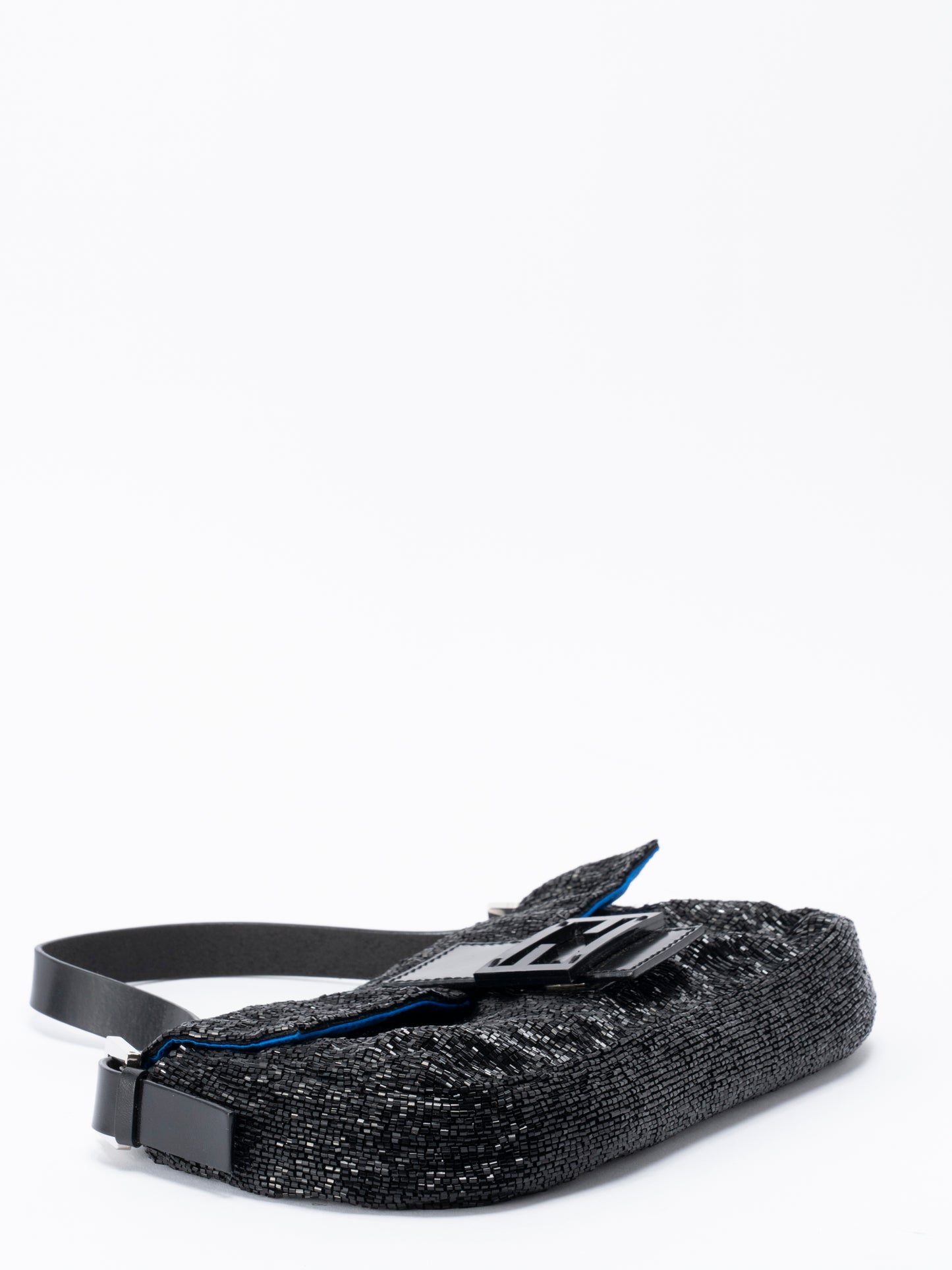 フェンディ ズッカ マンマバケット ショルダーバッグ ビーズ ブラック シルバー金具