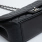 Chanel Single Flap Matelasse Shoulder Bag Lambskin Black Silver Hardware