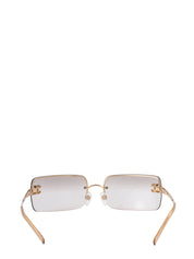 CHANEL Coco Mark Sunglasses 4104-B Rhinestone Plastic Brown Gold Hardware