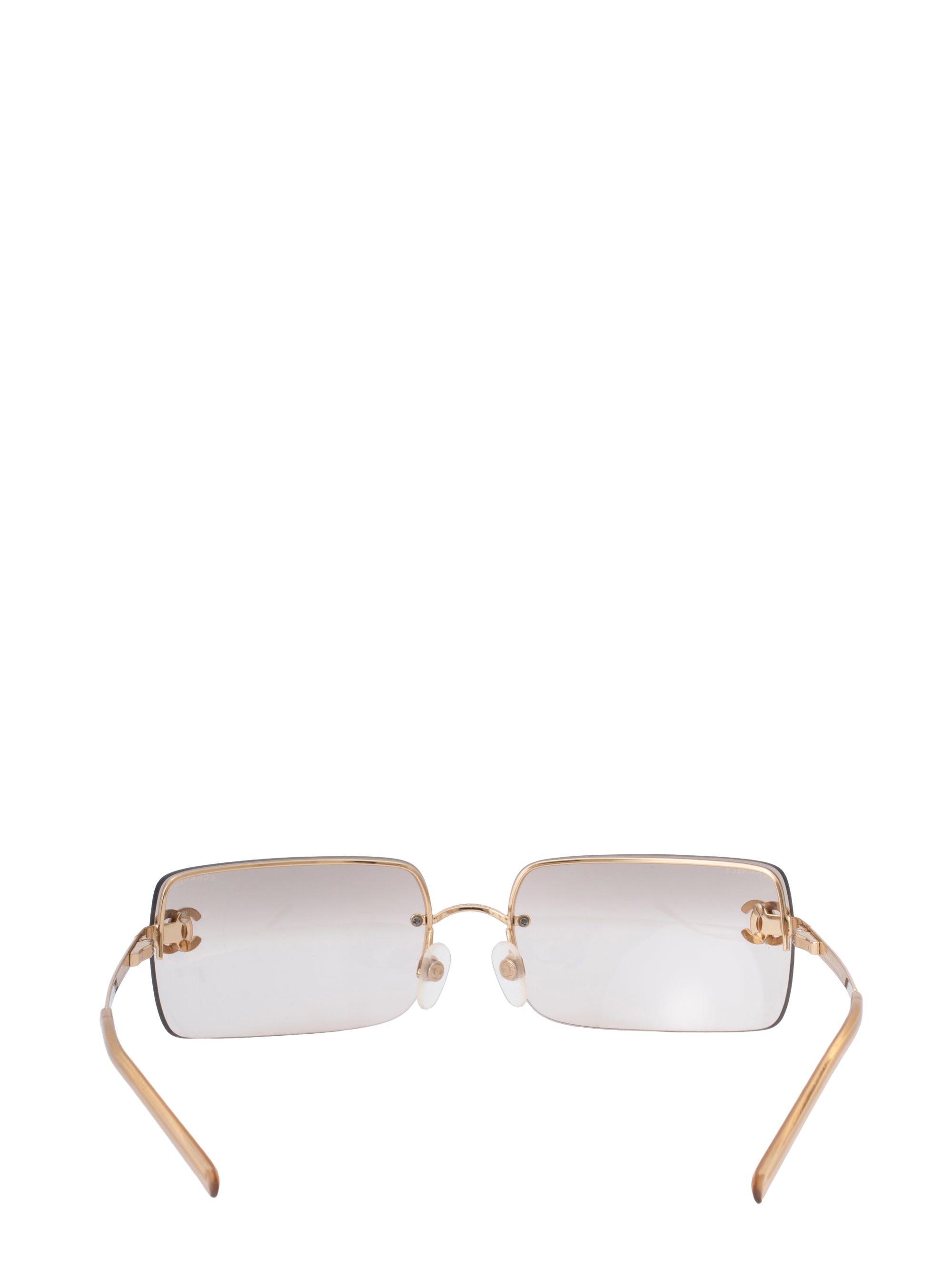CHANEL Coco Mark Sunglasses 4104-B Rhinestone Plastic Brown Gold Hardware
