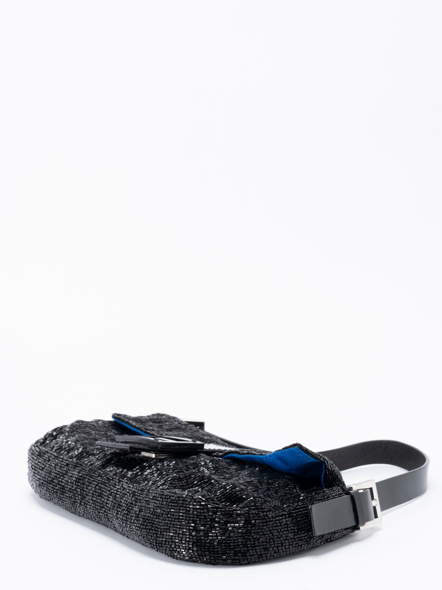 フェンディ ズッカ マンマバケット ショルダーバッグ ビーズ ブラック シルバー金具