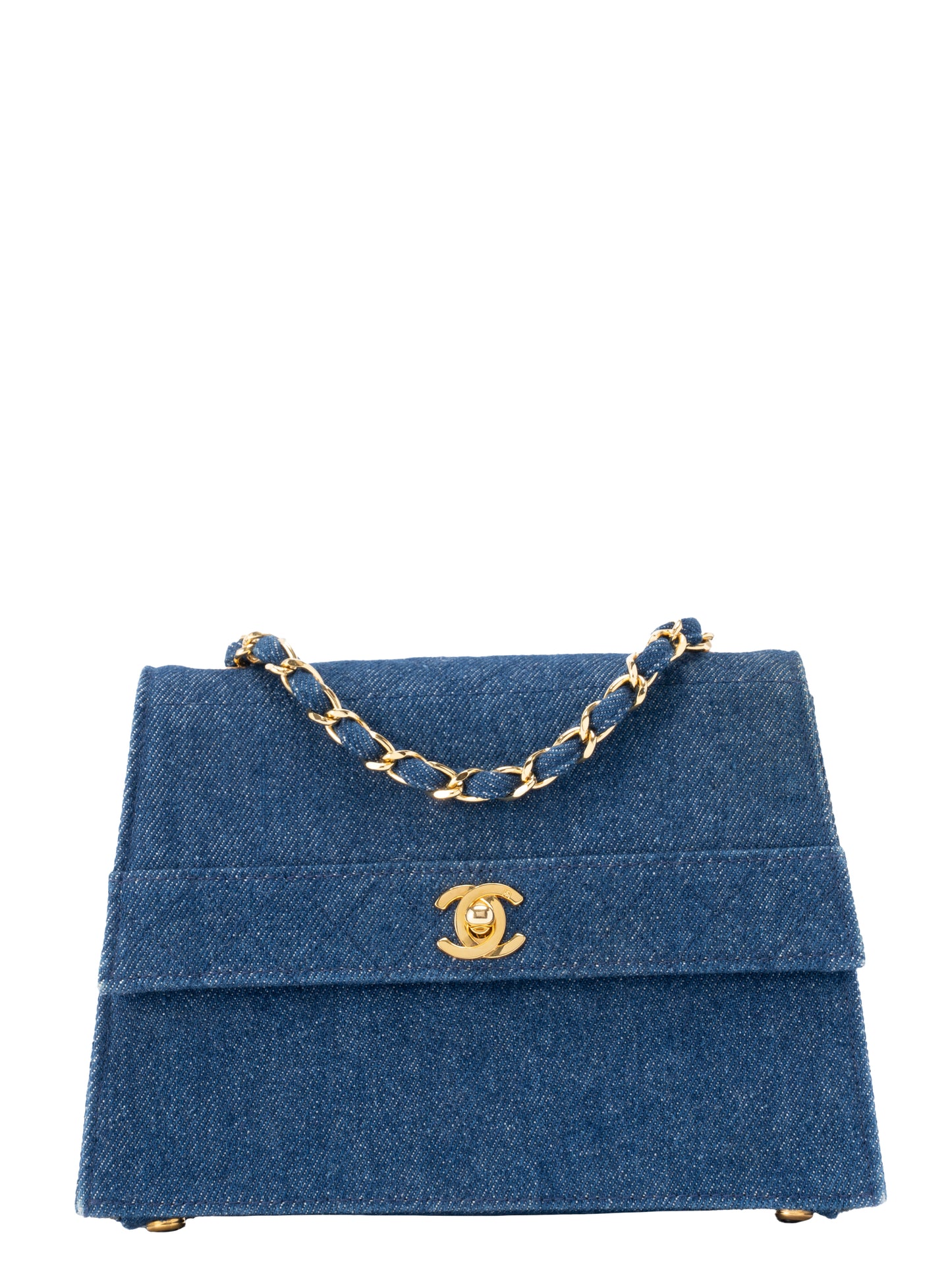 シャネル ココマーク チェーンショルダーバッグ デニム ブルー ゴールド金具