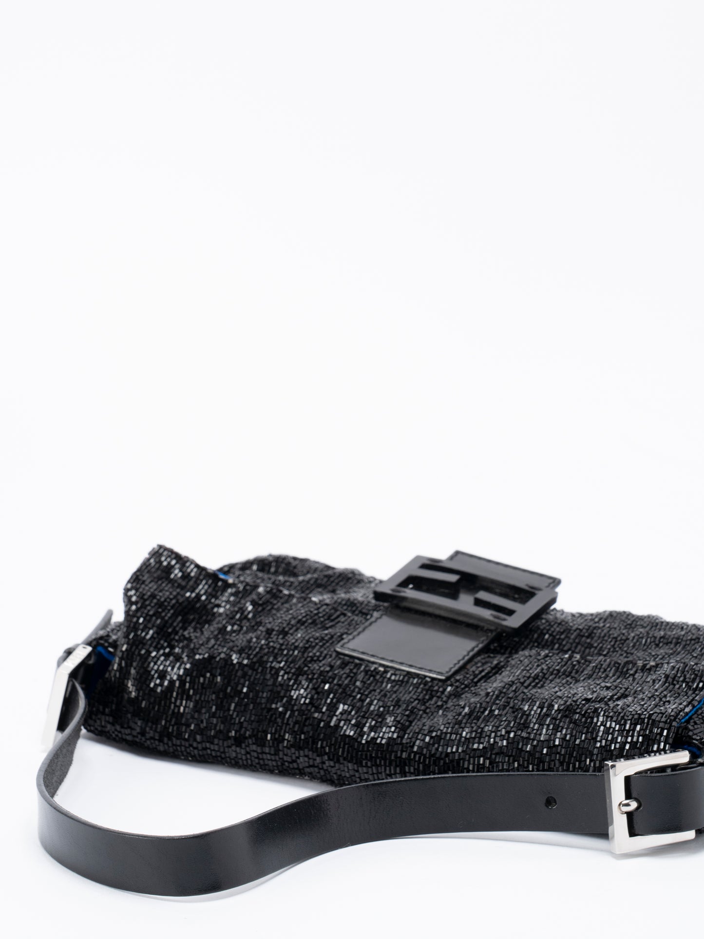 フェンディ ズッカ マンマバケット ショルダーバッグ ビーズ ブラック シルバー金具