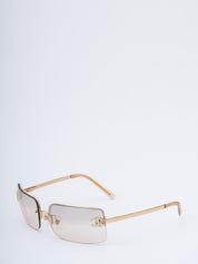 CHANEL Coco Mark Sunglasses 4104-B Rhinestone Plastic Brown Gold Hardware