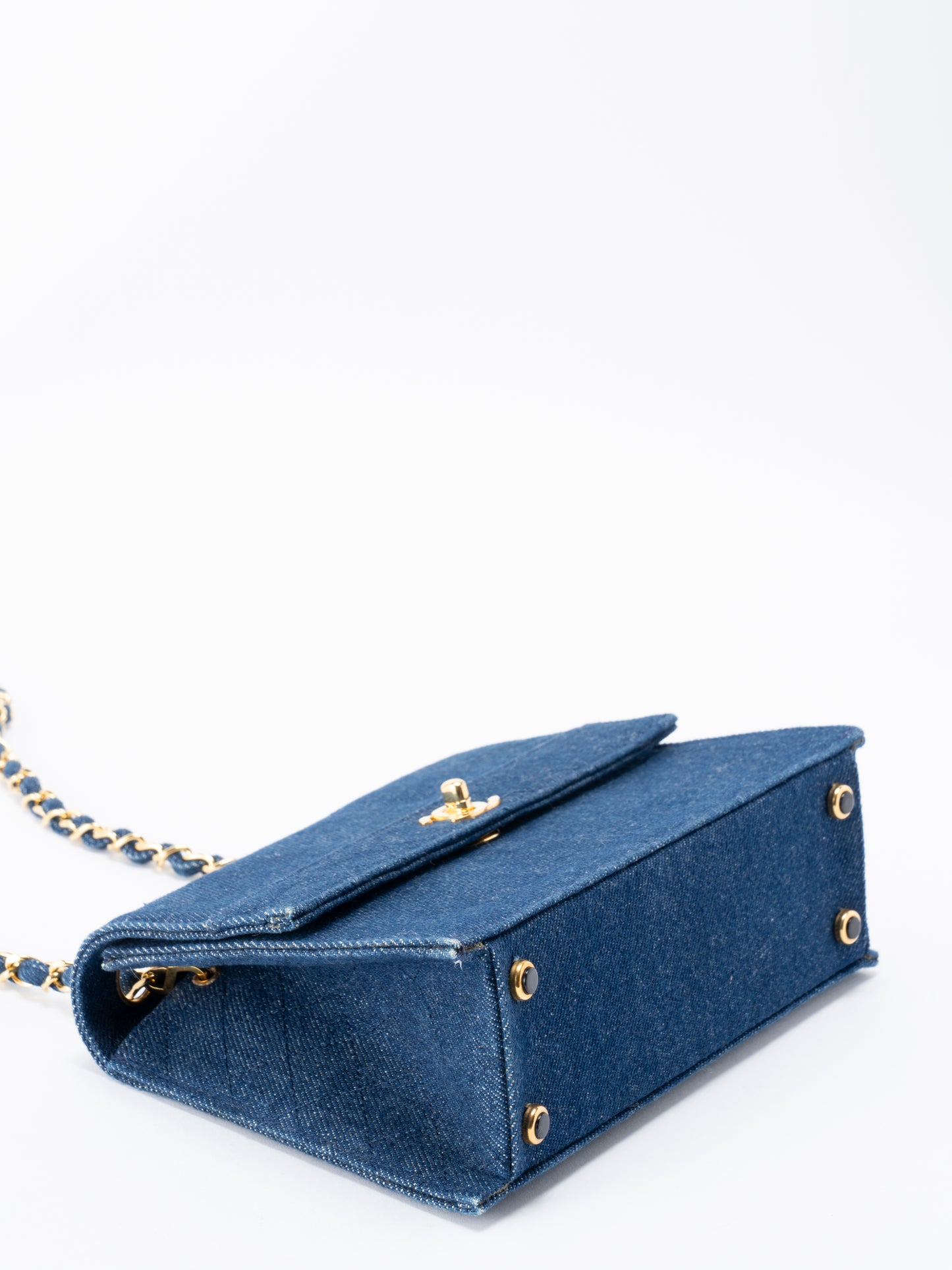 シャネル ココマーク チェーンショルダーバッグ デニム ブルー ゴールド金具