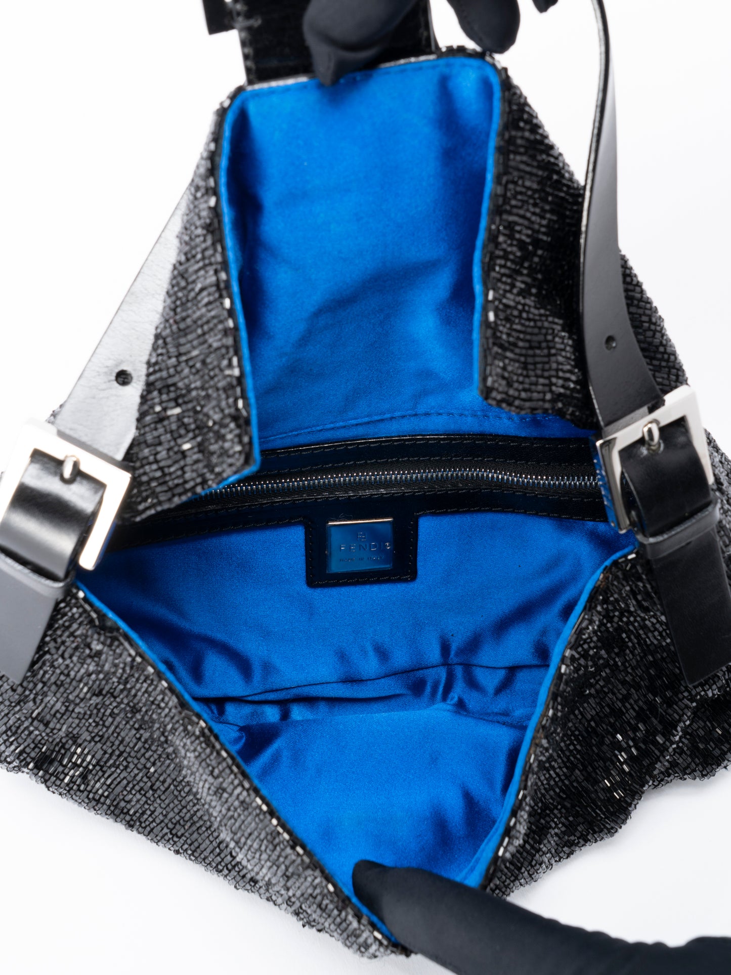 フェンディ ズッカ マンマバケット ショルダーバッグ ビーズ ブラック シルバー金具