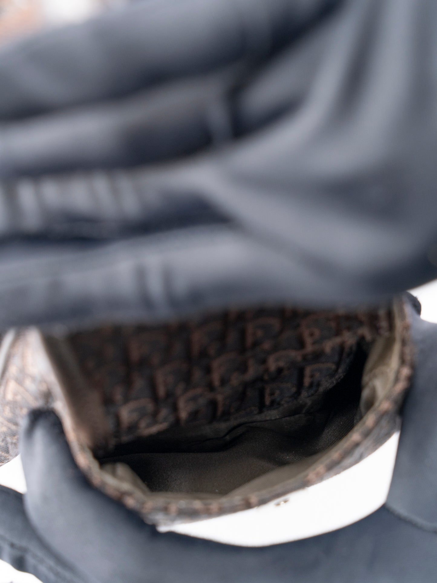 デイオール ストリートシック マルチポケット ハンドバッグ レザー×キャンバス ダークブラウン シルバー金具