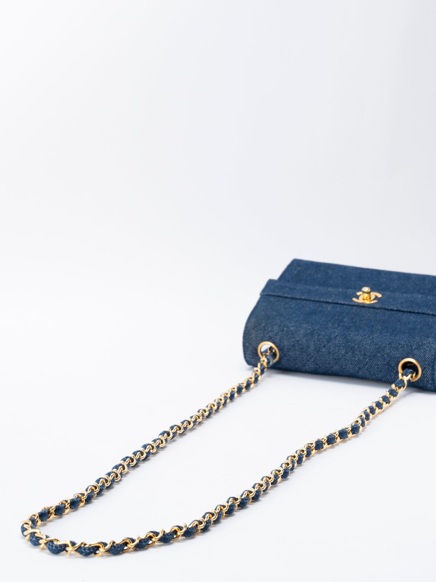 シャネル ココマーク チェーンショルダーバッグ デニム ブルー ゴールド金具