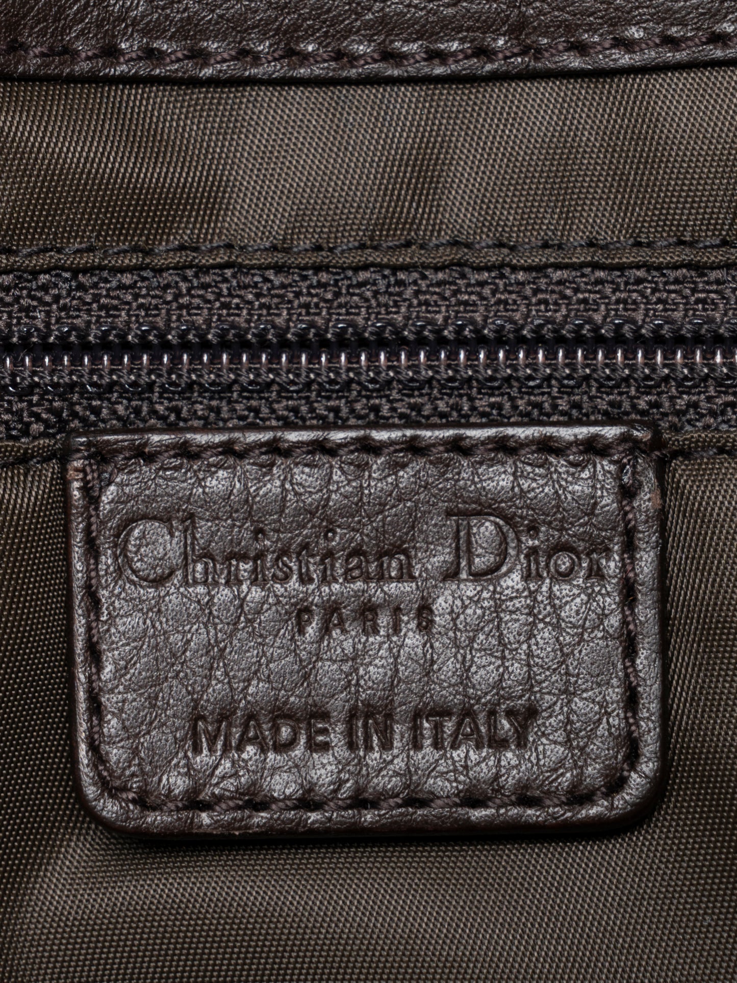 デイオール ストリートシック マルチポケット ハンドバッグ レザー×キャンバス ダークブラウン シルバー金具