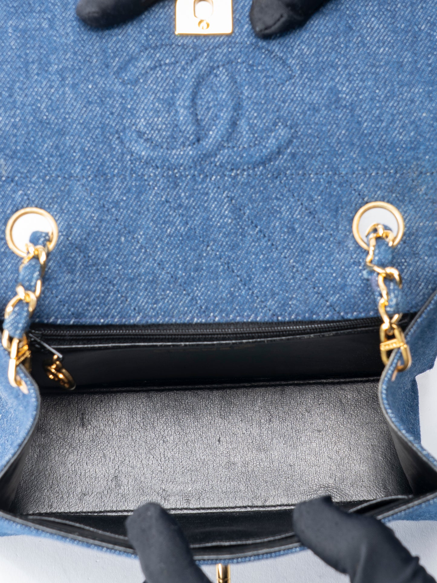 シャネル ココマーク チェーンショルダーバッグ デニム ブルー ゴールド金具