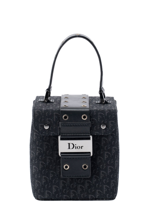 ディオール トロッター バニティバッグ ハンドバッグ キャンバス ブラック シルバー金具