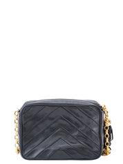 CHANEL V-Stitch Chain Camera Bag Lambskin Black Gold Hardware