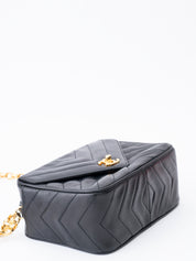CHANEL V-Stitch Chain Camera Bag Lambskin Black Gold Hardware