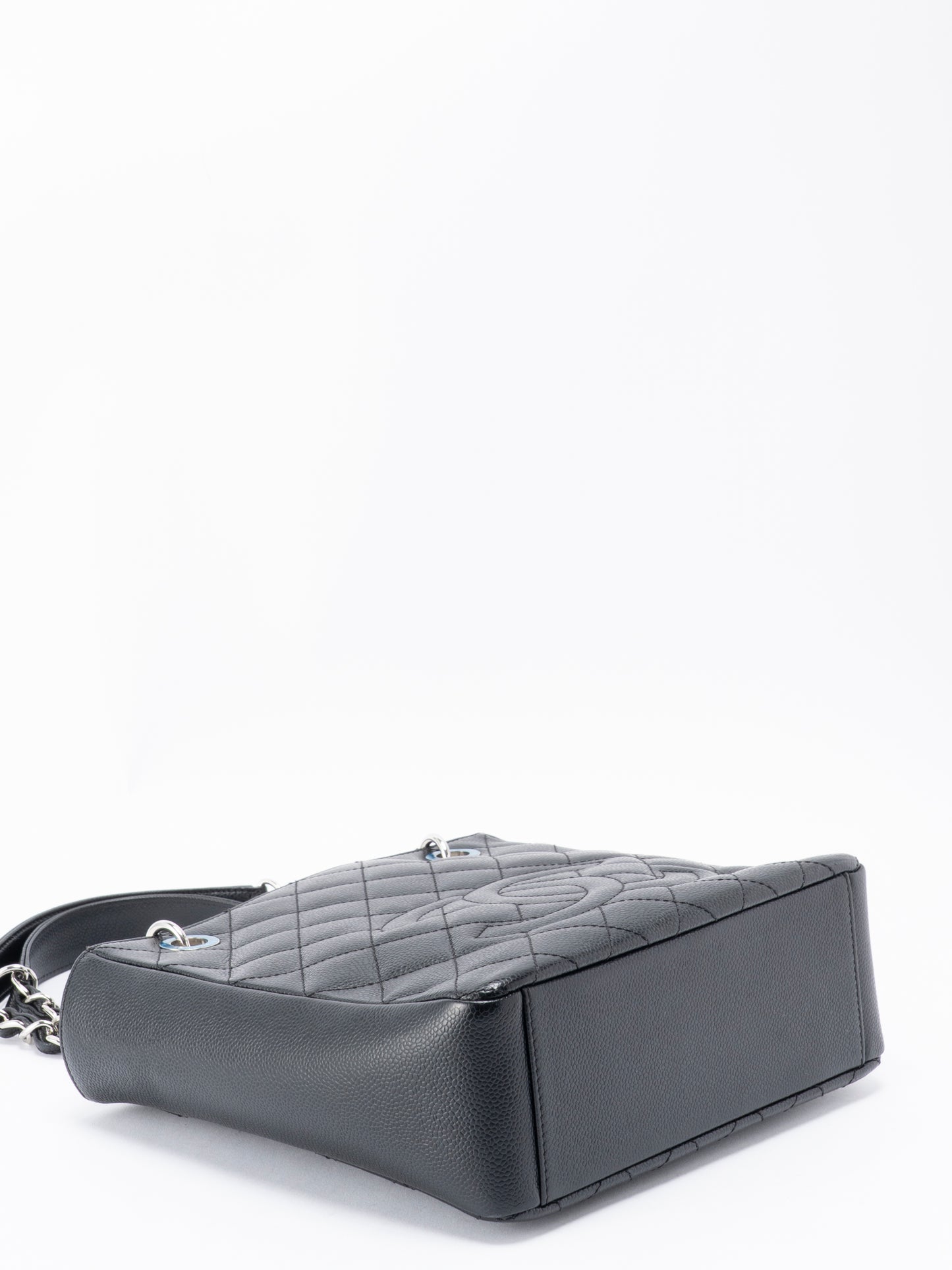 シャネル PSTチェーントートバッグ キャビアスキン ブラック シルバー金具