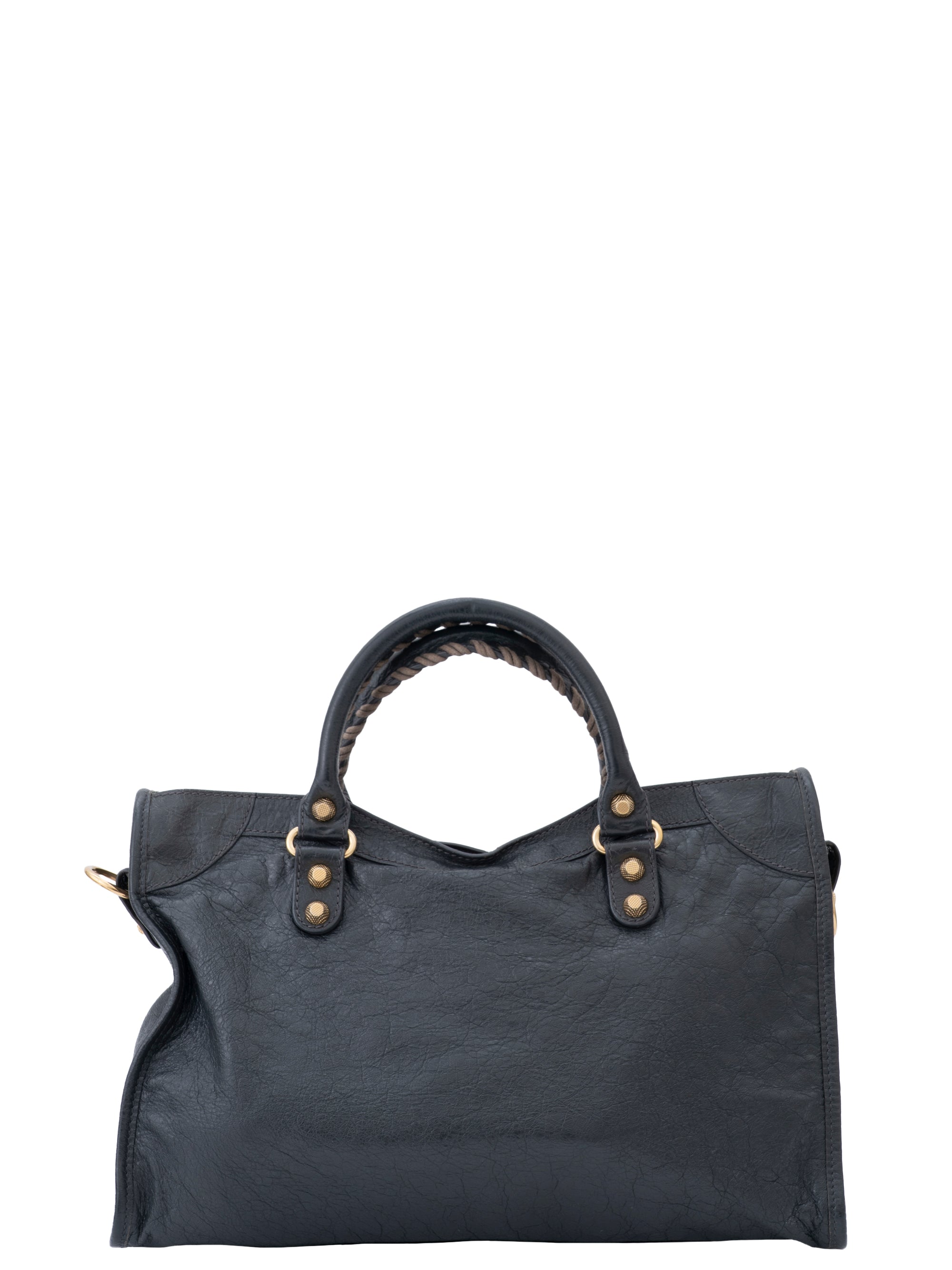 Balenciaga The City 2-Way Handbag Leather Light Gray Gold-Tone Hardware