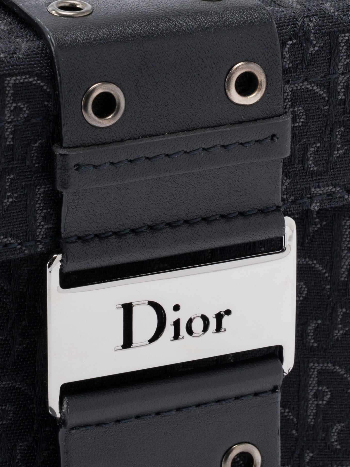 ディオール トロッター バニティバッグ ハンドバッグ キャンバス ブラック シルバー金具